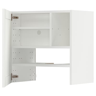 A white METOD kitchen cabinet with adjustable shelves and hinged doors.