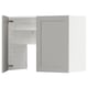 White METOD kitchen cabinet with light grey lerhyttan doors, adjustable shelves, and bevelled edges.