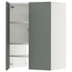 Gray-green METOD kitchen cabinet with adjustable shelves and metallic hinges.