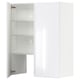 Modern white high-gloss cabinet with mirrored door and adjustable shelves.