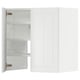 A white METOD cabinet with open shelves. It a minimalist design with adjustable shelves and snap-on hinges.