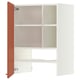 METOD Wall cb f extr hood w shlf/door, white/Terrsjö red-brown wave pattern, 60x80 cm