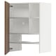 Modern kitchen unit, white with walnut door. Adjustable shelves and sturdy frame.