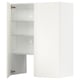 White METOD kitchen cabinet with adjustable shelves and snap-on hinges, sleek design.