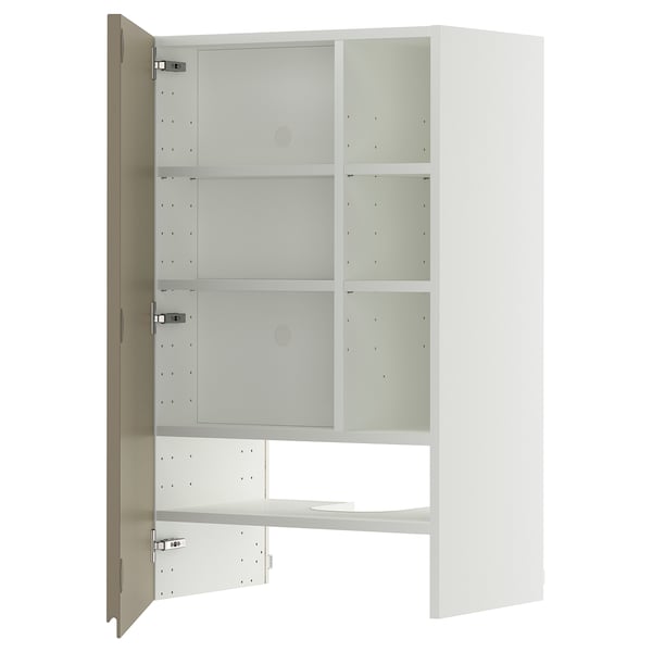 White METOD cabinet; modern design; mirrored door; adjustable shelves.