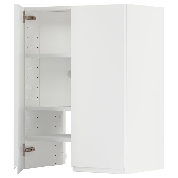 A white METOD kitchen cabinet with minimalist design and adjustable shelves.