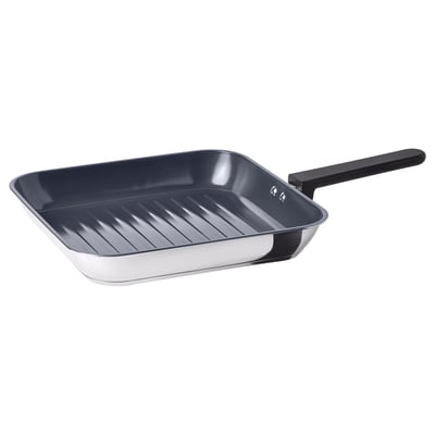 Black stainless grill pan with handle