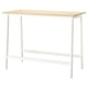 MITTZON high conference table in light wood and white, rectangular shape with metal legs and footrests for standing.
