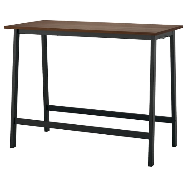 MITTZON conference table: walnut top, black legs, sit/stand with footrests