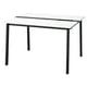 A white MITTZON conference table with black metal legs, featuring a modern and minimalist design ideal for offices.