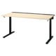 Light wood desk with black legs, adjustable height