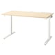 MITTZON desk: maple top, white legs, adjustable height, rectangular shape, modern design.