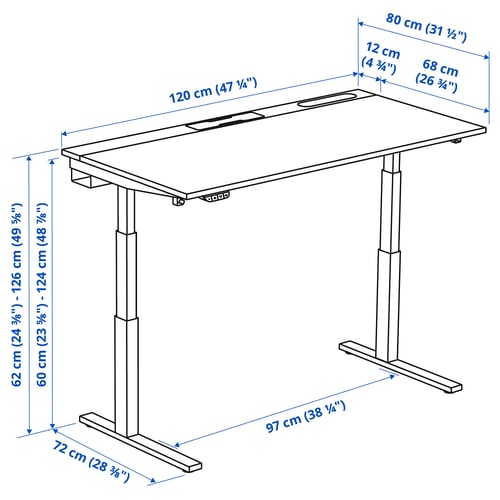 Illustration with measurements for the product: MITTZON.