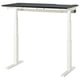 MITTZON sit/stand desk, white. Modern, rectangular, height-adjustable desk with black top and white legs.
