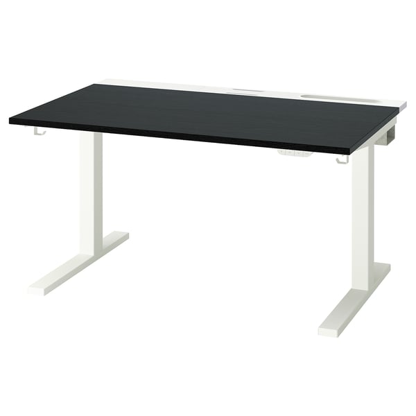 MITTZON desk: black top, white legs, adjustable.