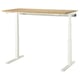 MITTZON standing desk, light beige, oak top, white legs, electric height adjustment, sleek modern design.