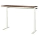 MITTZON sit-stand desk: brown top, white legs; modern, sleek design.