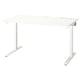 MITTZON white desk: modern, height-adjustable, minimalist design. Rectangular top, white metal legs, functional.