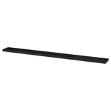A black MITTZON shelf. Its rectangular, sleek, and modern, made of fibreboard with a powder coating.