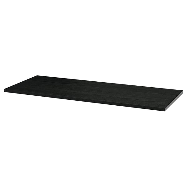 A black MITTZON shelf. It is rectangular, flat, and made of durable, stain-resistant material. Ideal for clean, minimalist decor.