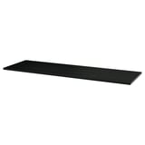 The MITTZON is a black rectangular shelf made from ash veneer, featuring a stain-resistant surface for easy cleaning.