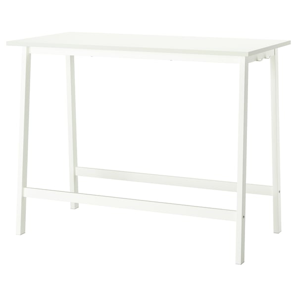 MITTZON white desk, rectangular, cleanable melamine surface, sturdy particleboard legs, minimalist design.