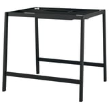 Black mitzon desk, metal, square top, modern office.