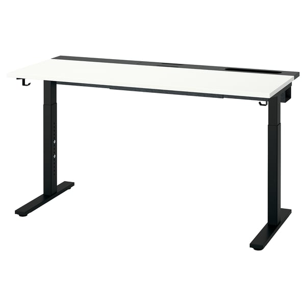 MITTZON, black and white desk with adjustable underframe, modern minimalist design.