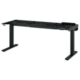 A black MITTZON adjustable desk base. It a sleek, modern design with metal construction and space for free leg movement.