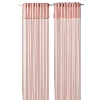 MOALISA: pale pink curtains, sheer, rectangular, with rod-pocket heading.