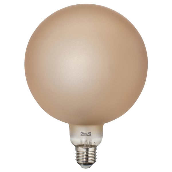 Ikea MOLNART: brown frozen glass bulb, warm glow, energy-efficient.