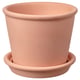 MUSKOTBLOMMA terracotta planter with saucer, round, simple design.