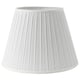 A white MYRHULT lampshade with pleated design, made of polyester, in a classic, rounded shape.
