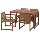 Dark brown NÄMMARÖ outdoor dining set with square table and armchairs.