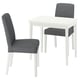 Small white dining set with grey chairs, modern design with upholstered seats.