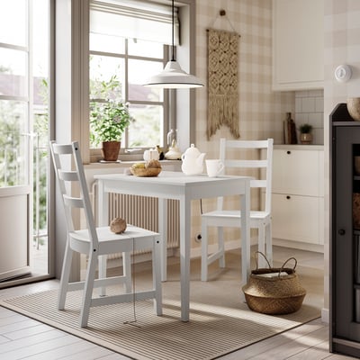 NÄSINGE / NORDVIKEN Table and 2 chairs, white/white, 80x60 cm