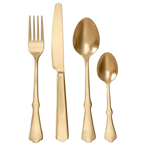 NATTKLOT 24-piece cutlery set, gold-colour