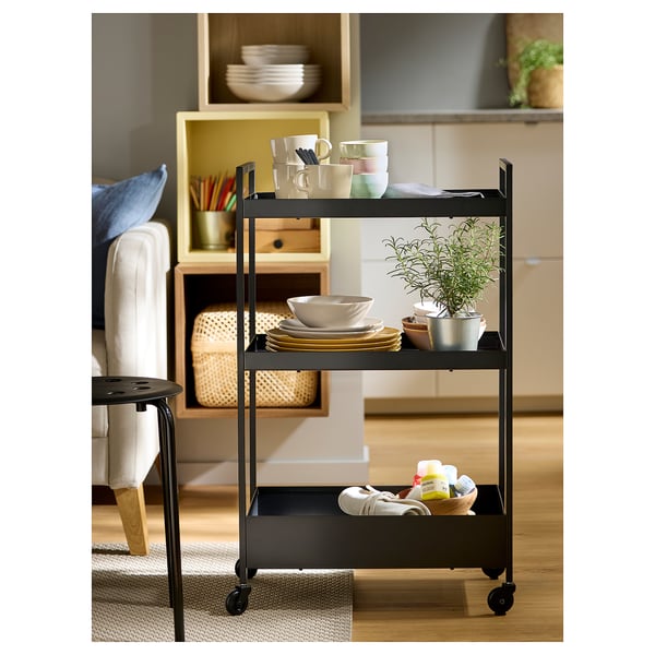 NISSAFORS Trolley, black, 50.5x30x83 cm