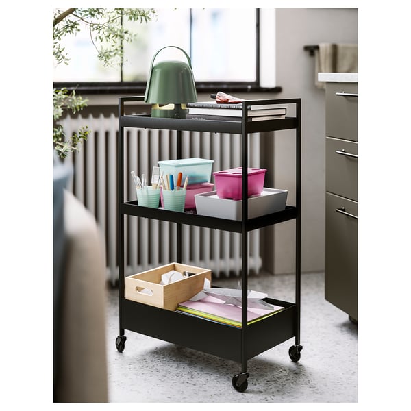 NISSAFORS Trolley, black, 50.5x30x83 cm