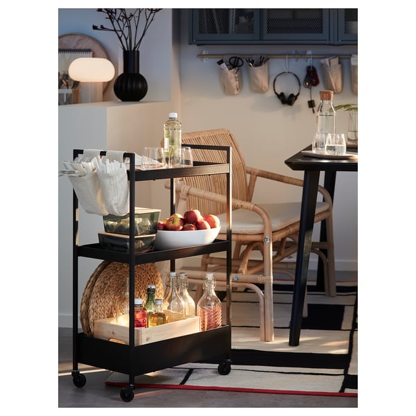 NISSAFORS Trolley, black, 50.5x30x83 cm
