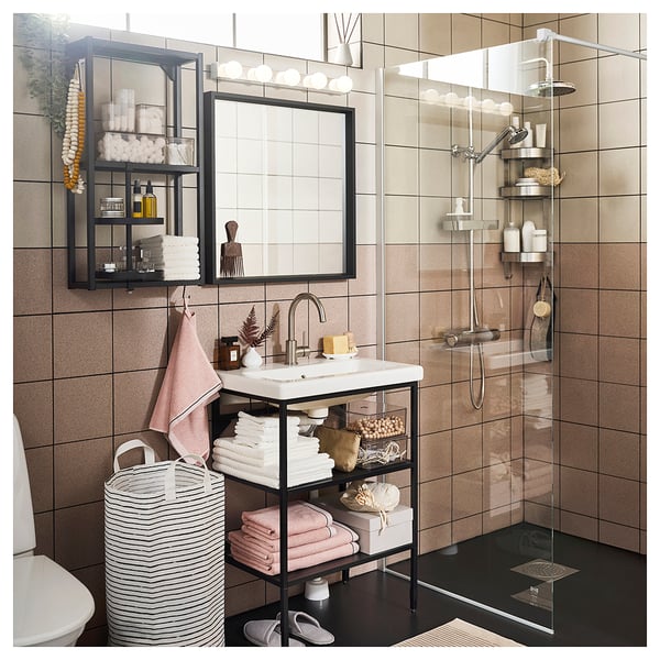 NISSEDAL Mirror, black, 65x65 cm