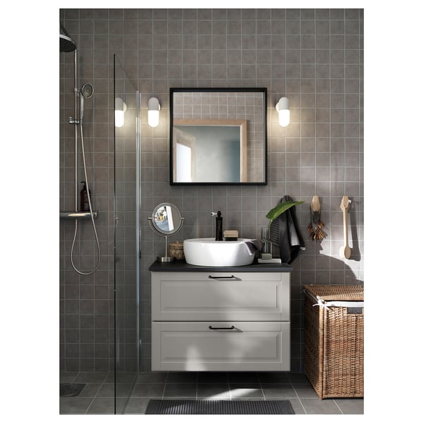 NISSEDAL Mirror, black, 65x65 cm