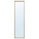 A NISSEDAL mirror with a rectangular frame in a light brown colour. The mirror can be hung vertically or horizontally and has a minimalistic design.