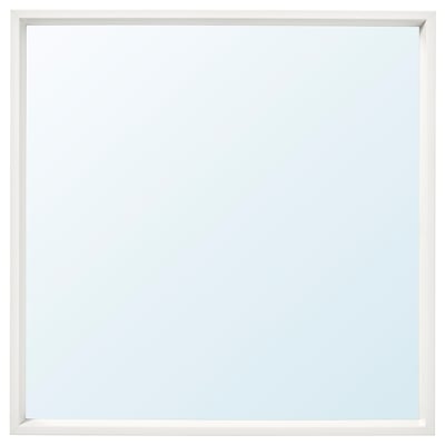 A square NISSEDAL mirror with a white frame, suitable for any room.