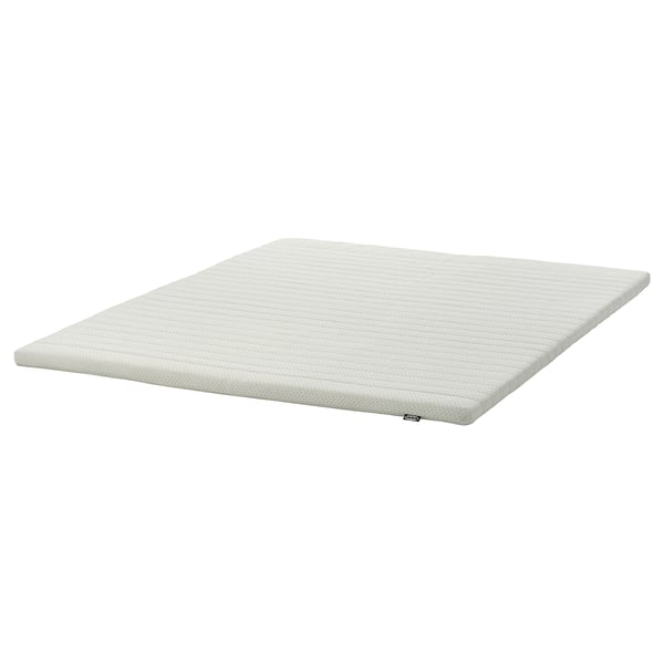 NISSEHOLM mattress pad, white, rectangular, soft foam with zippered cover, firm sleep feel.