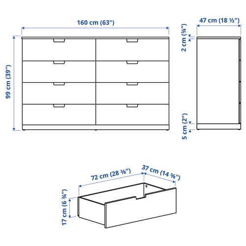 Illustration with measurements for the product: NORDLI.