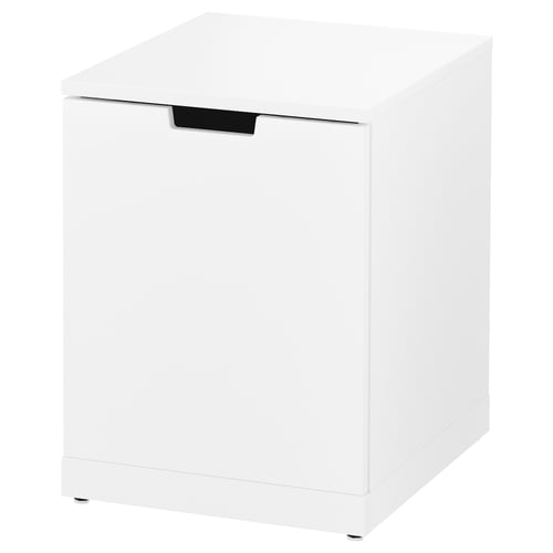 A white NORDLI single-drawer chest, modern and square, with simple handle and adjustable feet.