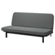 Grey NYHAMN convertible sofa with black metal frame.
