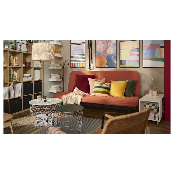 NYHAMN 3-seat sofa-bed, with pocket spring mattress/Skartofta red/brown