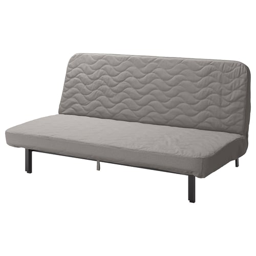 NYHAMN grey sofa bed, quilted fabric, sturdy polyester, sleek & curved design.